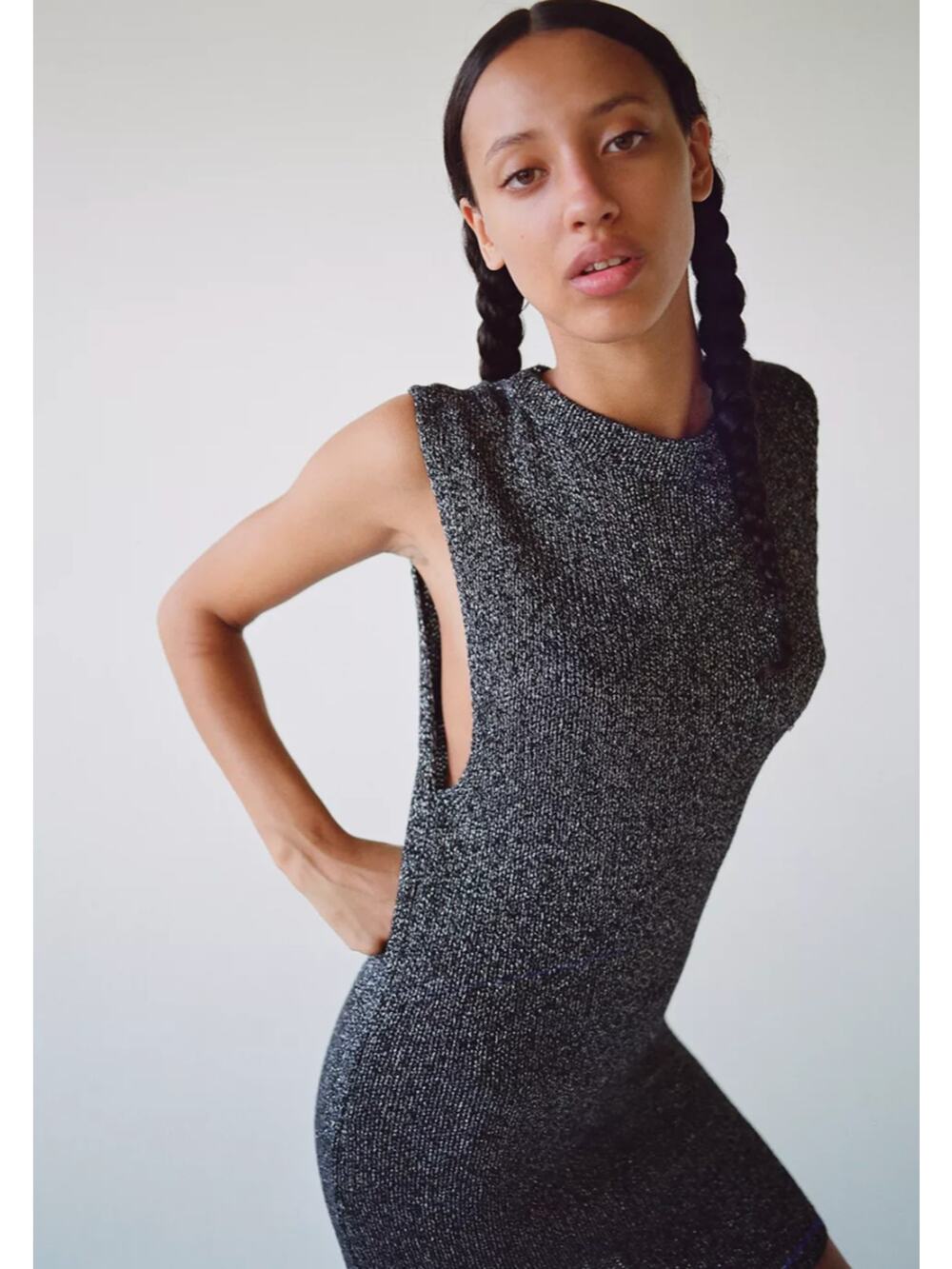 Urban Outfitters Emanuelle Sparkly Sleeveless Mini Dress Black Small NWT